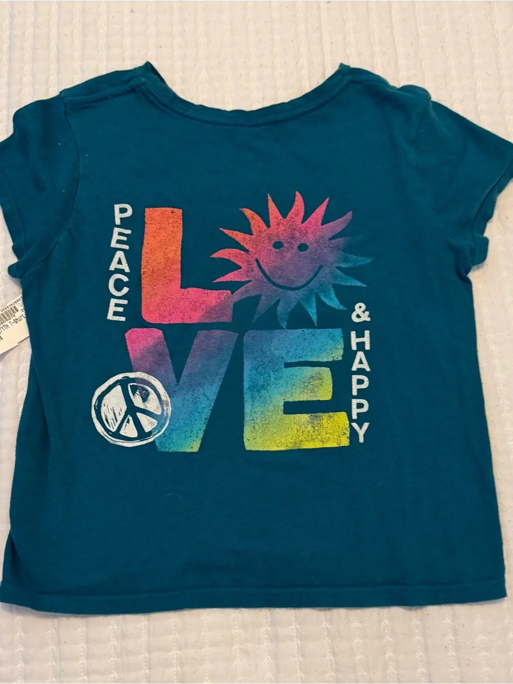 Old Navy Kids Teal Short-Sleeve Tee with Pink-to-Blue Sun Graphic